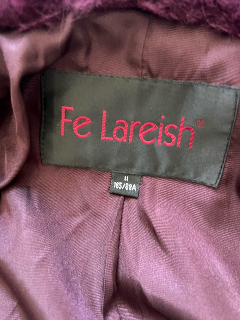 Vintage Purple Real Rabbit Fur Jacket w Fox Collar & Rose Belt Embroidered M - Picture 8 of 14